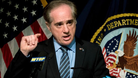 FILE - In this March 7, 2018, file photo, Veterans Affairs Secretary David Shulkin speaks at a news conference at the Washington Veterans Affairs Medical Center in Washington. Shulkin is making it cle ...