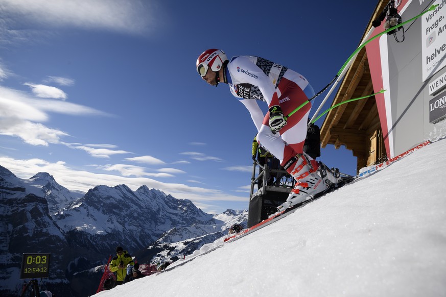 Switzerland&#039;s Carlo Janka, in action during a training session of the men&#039;s downhill race at the Alpine Skiing FIS Ski World Cup in Wengen, Switzerland, this Tuesday, January 14, 2020. (KEYS ...
