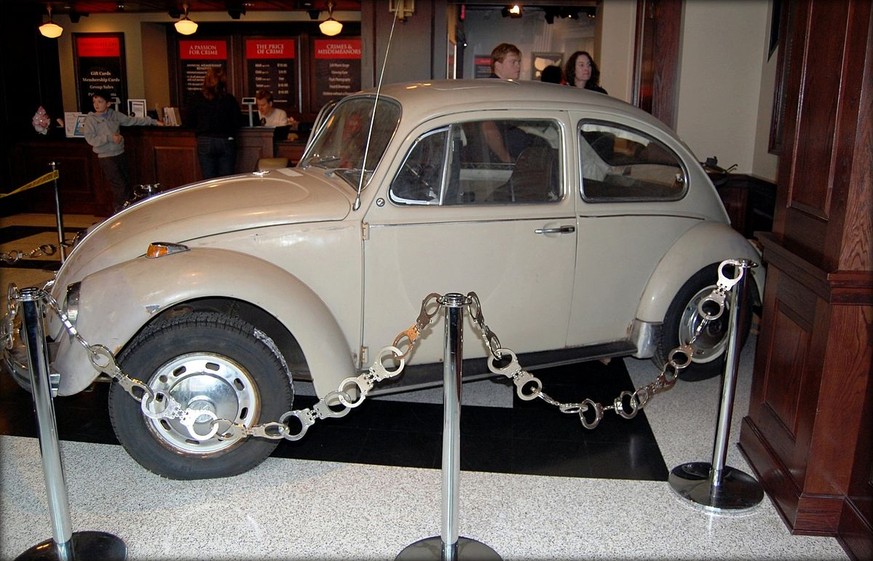 Bundys VW Käfer, ausgestellt im inzwischen geschlossenen National Crime and Punishment Museum, 2010.