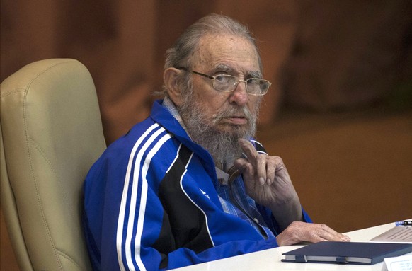 FILE - In this April 19, 2016 file photo, Fidel Castro attends the last day of the 7th Cuban Communist Party Congress in Havana, Cuba. Fidel Castro formally stepped down in 2008 after suffering gastro ...
