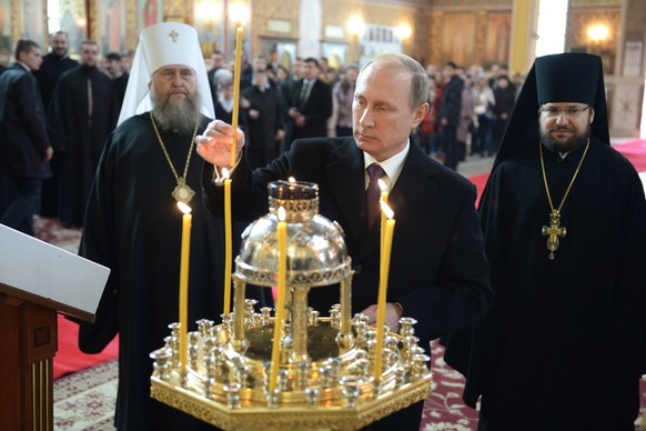 Gemeinsam fürs christliche Abendland: Putin und seine Popen.