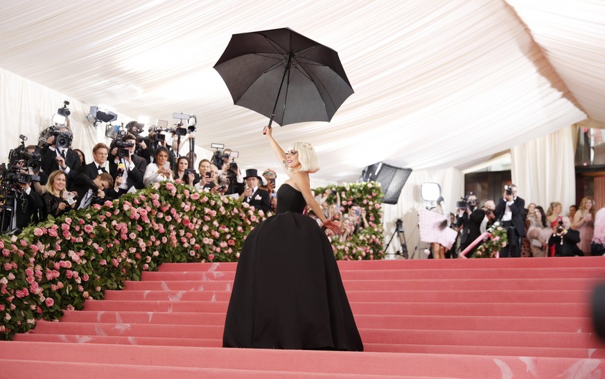 epa07552100 Lady Gaga arrives on the red carpet for the 2019 Met Gala, the annual benefit for the Metropolitan Museum of Art&#039;s Costume Institute, in New York, New York, USA, 06 May 2019. The even ...