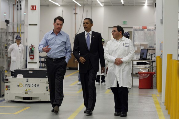 Präsident Barack Obama beim Besuch im ehemaligen Vorzeigeunternehmen Solyndra.