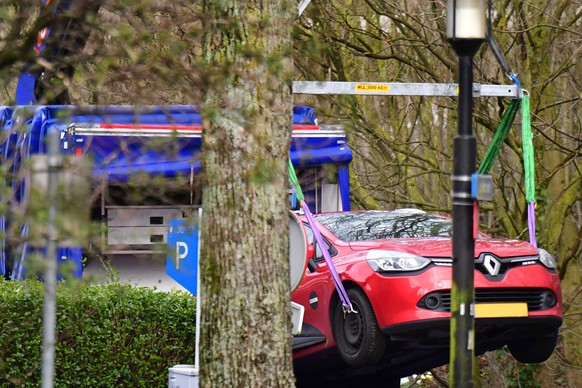 epa07447071 A car is found in the Tichelaarslaan in Utrecht, The Netherlands, 18 March 2019. Three people have been confirmed dead an several injured in a shooting on a tram in the central Dutch city  ...