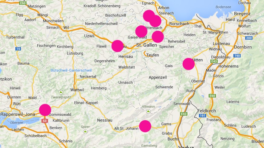 Hier stehen die Radarkästen im Kanton St.Gallen.