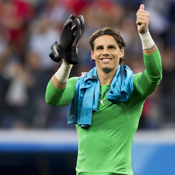 epa06845865 Switzerland&#039;s goalkeeper Yann Sommer, reacts during the FIFA World Cup 2018 group E preliminary round soccer match between Switzerland and Costa Rica in Nizhny Novgorod, Russia, 27 Ju ...