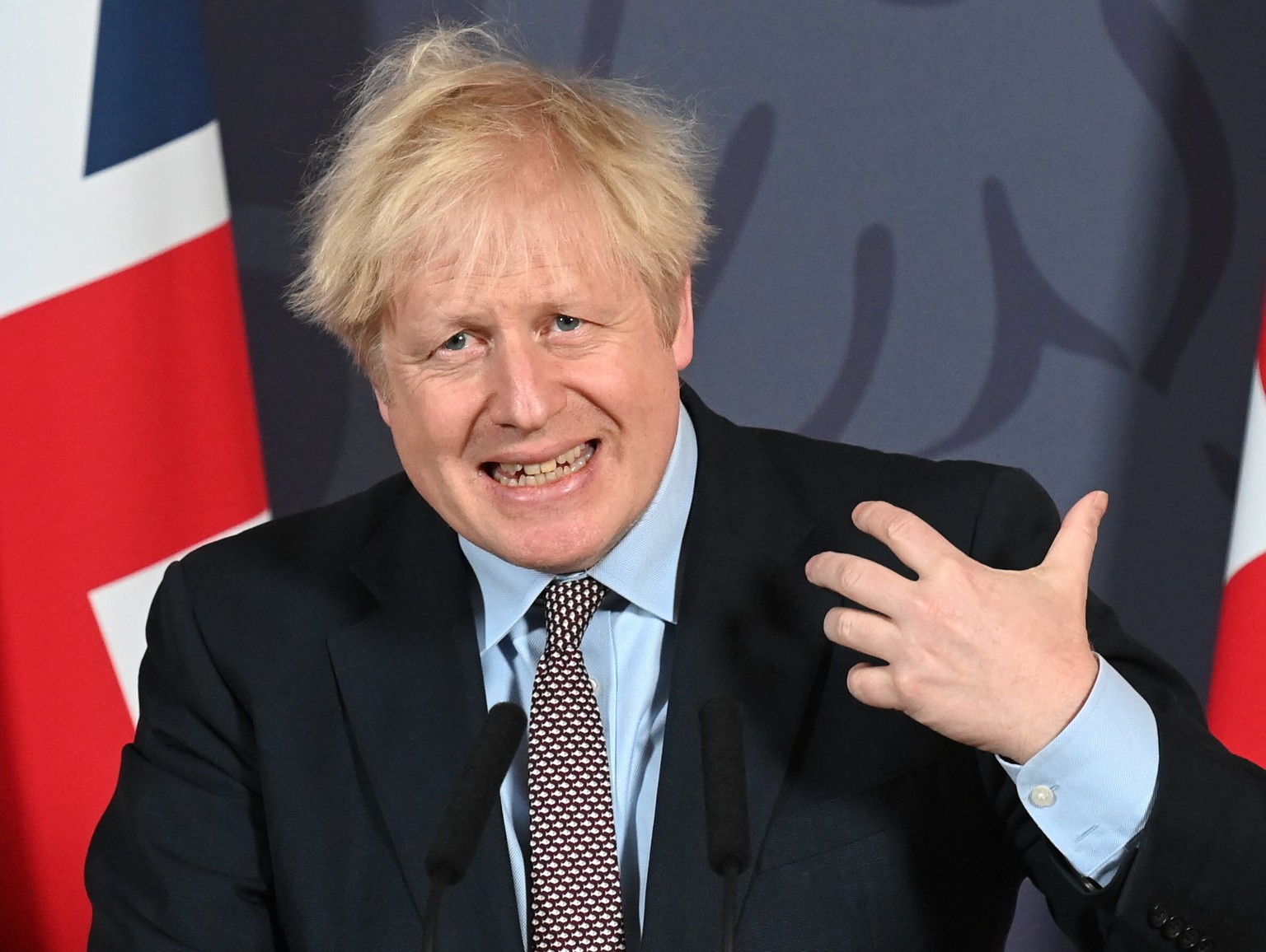 Britain&#039;s Prime Minister Boris Johnson speaks during a media briefing in Downing Street, London, Thursday, Dec. 24, 2020. Britain and the European Union have struck a provisional free-trade agree ...