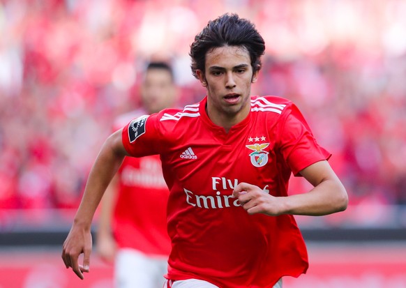 epa07582104 Benfica&#039;s Joao Felix celebrates after scoring a goal against Santa Clara during their Portuguese First League soccer match between Benfica and Santa Clara held at Luz Stadium in Lisbo ...