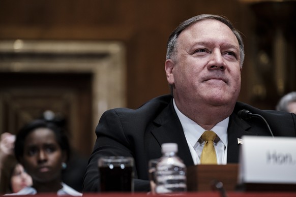 epa07495124 US Secretary of State, Mike Pompeo, testifies before a Senate Appropriations subcommittee about the FY2020 budget request for the State Department in Washington, DC, USA, 09 April 2019. EP ...