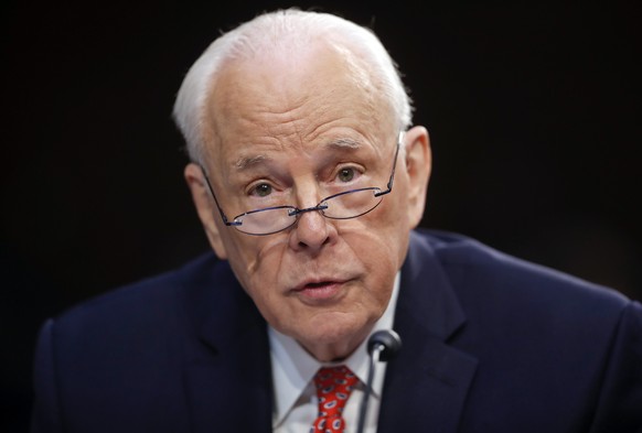 In this Sept. 7, 2018, photo, John Dean, former Counsel to the President President Richard Nixon, speaks to the Senate Judiciary Committee during the final stage of the confirmation hearing for Presid ...