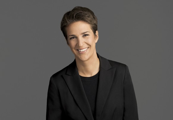 This image released by NBC shows Rachel Maddow, host of &quot;The Rachel Maddow Show,&quot; on MSNBC. Maddow was at the center of the political media Tuesday, March 14, 2017, with a story on President ...