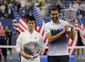 Die US-Open-Finalisten Nishikori (links) und Cilic machen in der Weltrangliste einige Plätze gut.