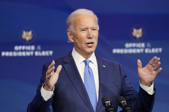 President-elect Joe Biden announces his choice for several positions in his administration during an event at The Queen theater in Wilmington, Del., Friday, Dec. 11, 2020. (AP Photo/Susan Walsh)
Joe B ...