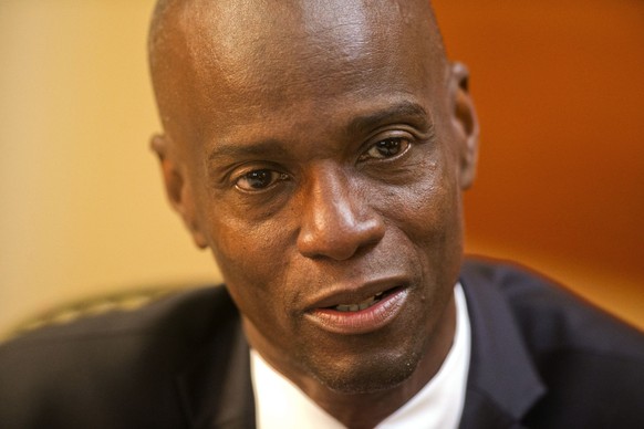 FILE - In this Feb. 7, 2020 file photo, Haiti&#039;s President Jovenel Moise speaks during an interview at his home in Petion-Ville, a suburb of Port-au-Prince, Haiti. Haiti is bracing for a fresh rou ...