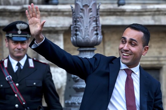 epa06680221 Leader of Five Stars Movement (M5S), Luigi Di Maio leaves after a meeting with Senate Speaker Casellati for a round of consultations in Rome, Italy, 19 April 2018. President Mattarella has ...