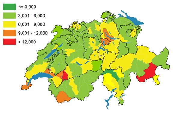 Medianpreis pro m2 für Wohnungen (2. Quartal 2015).