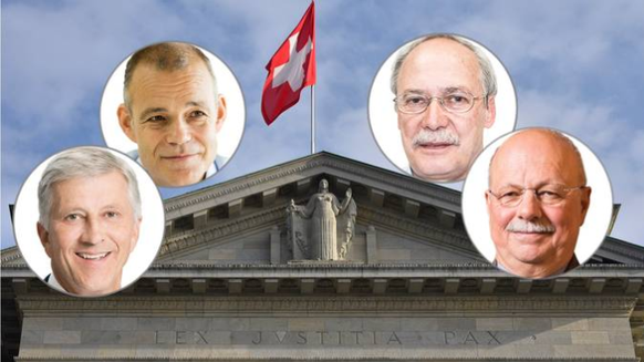 Stehen für ein Ja: Rold Dörig (Swiss-Life), Mark Ineichen (Otto's), Gerhard Schwarz (Ex-Chef Avenir Suisse), Konrad Hummer (v.l.n.r.)&nbsp;&nbsp;