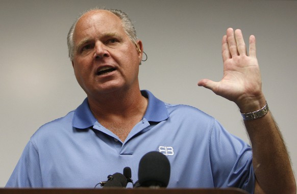 FILE - In this Jan. 1, 2010 file photo, conservative talk show host Rush Limbaugh speaks during a news conference at The Queen&#039;s Medical Center in Honolulu. Advertisers and some radio stations ma ...