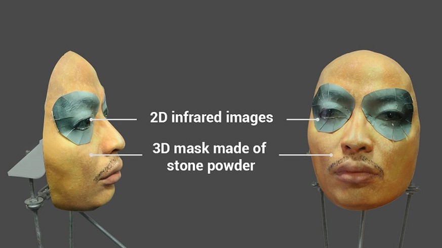 Eine Maske aus Steinmehl soll die Gesichtserkennung überlisten.&nbsp;