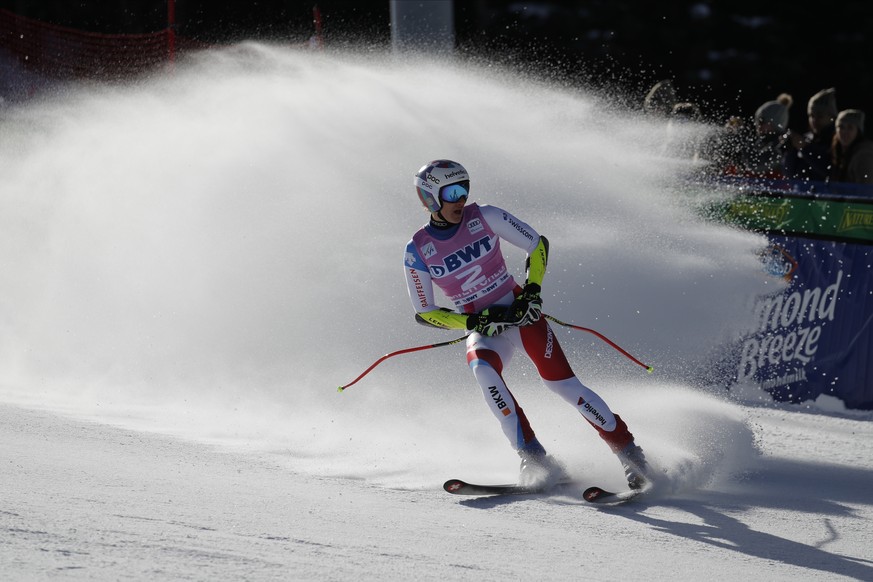 Switzerland&#039;s Marco Odermatt finishes a Men&#039;s World Cup super-G skiing race Friday, Dec. 6, 2019, in Beaver Creek, Colo. (AP Photo/John Locher)
