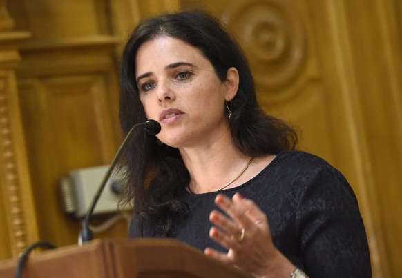 epa05348377 Israeli Justice Minister Ayelet Shaked delivers a speech during a conference titled &#039;Internet usage and responsibility - legal means to curb online hate speech&#039; in Budapest, Hung ...