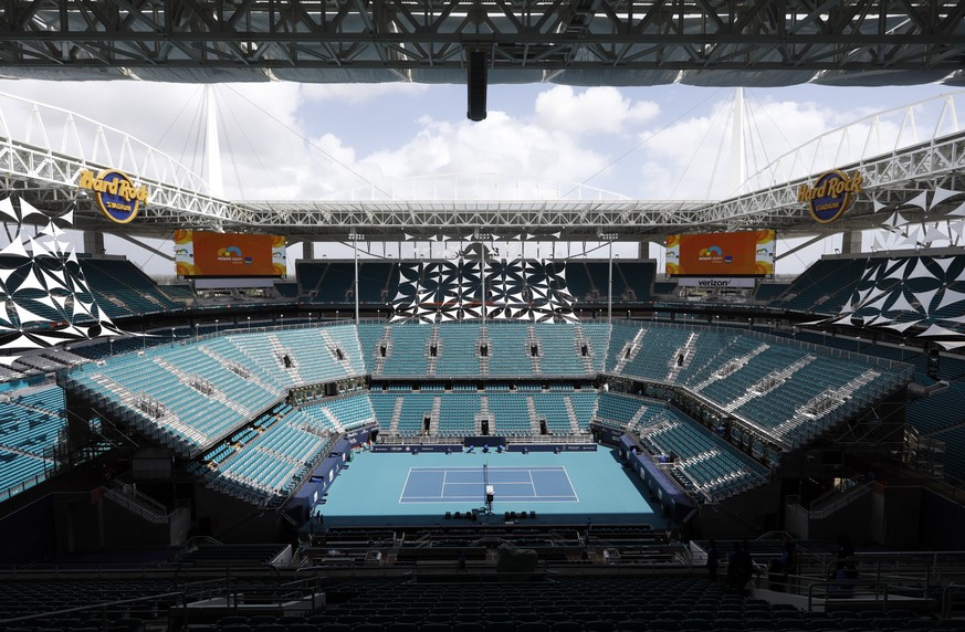 epa07469177 A general view of Hard Rock Stadium at the Miami Open tennis tournament in Miami, Florida, USA, 28 March 2019. Hard Rock Stadium is also the home of the NFL (National Football League) Miam ...