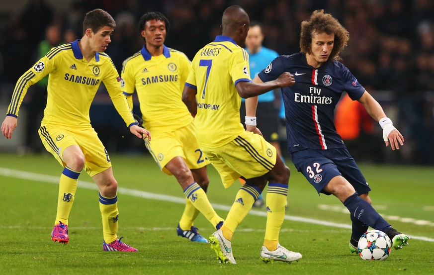 PSG-Verteidiger David Luiz im Hinspiel gegen die Ex-Kollegen von Chelsea.
