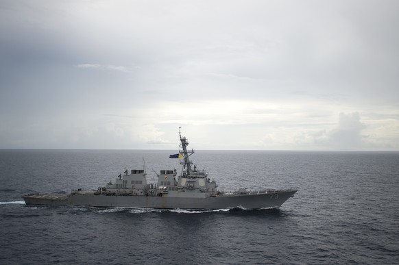 In this Oct. 13, 2016, photo provided by the U.S. Navy, guided-missile destroyer USS Decatur (DDG 73) operates in the South China Sea as part of the Bonhomme Richard Expeditionary Strike Group (ESG).  ...