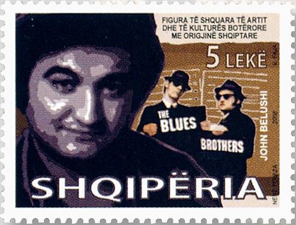 blues brothers briefmarke john belushi albanien 2008 https://de.wikipedia.org/wiki/The_Blues_Brothers#/media/Datei:John_Belushi_2008_stamp_of_Albania.jpg