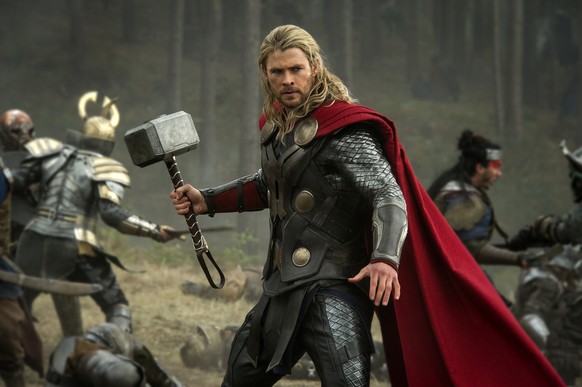 This publicity photo released by Walt Disney Studios and Marvel shows Chris Hemsworth in a scene from &quot;Thor: The Dark World.&quot; The movie releases in the US on Friday, Nov. 8. 2013. (AP Photo/ ...