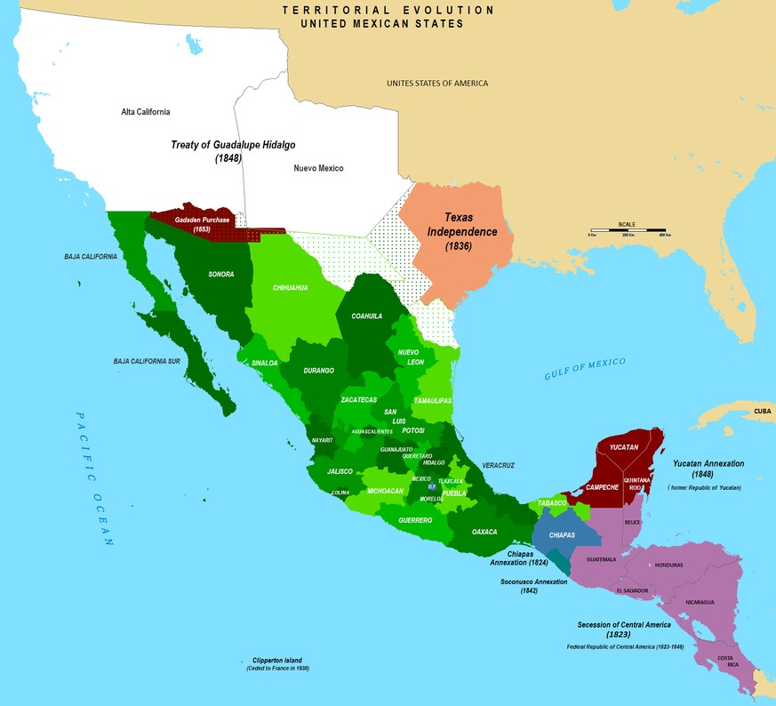 Vertrag von Guadelupe Hidalgo, 1848. Mexikanische Gebietsabtretungen