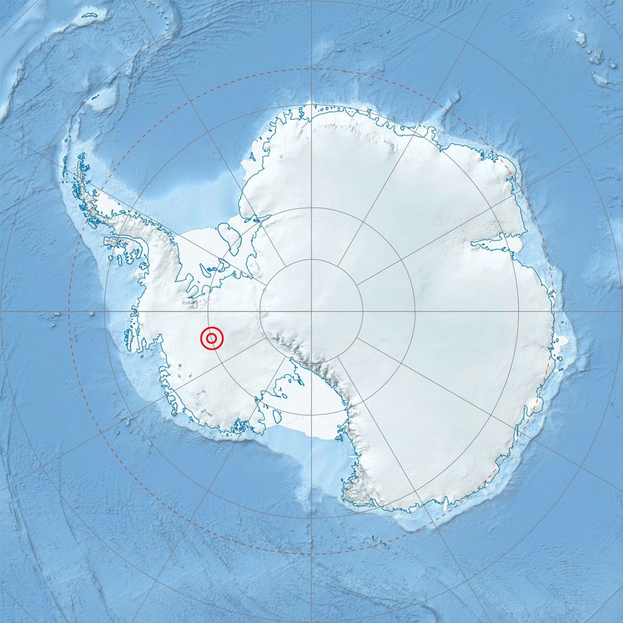 Karte: Lage des Bentley-Subglazialgrabens in der Antarktis.