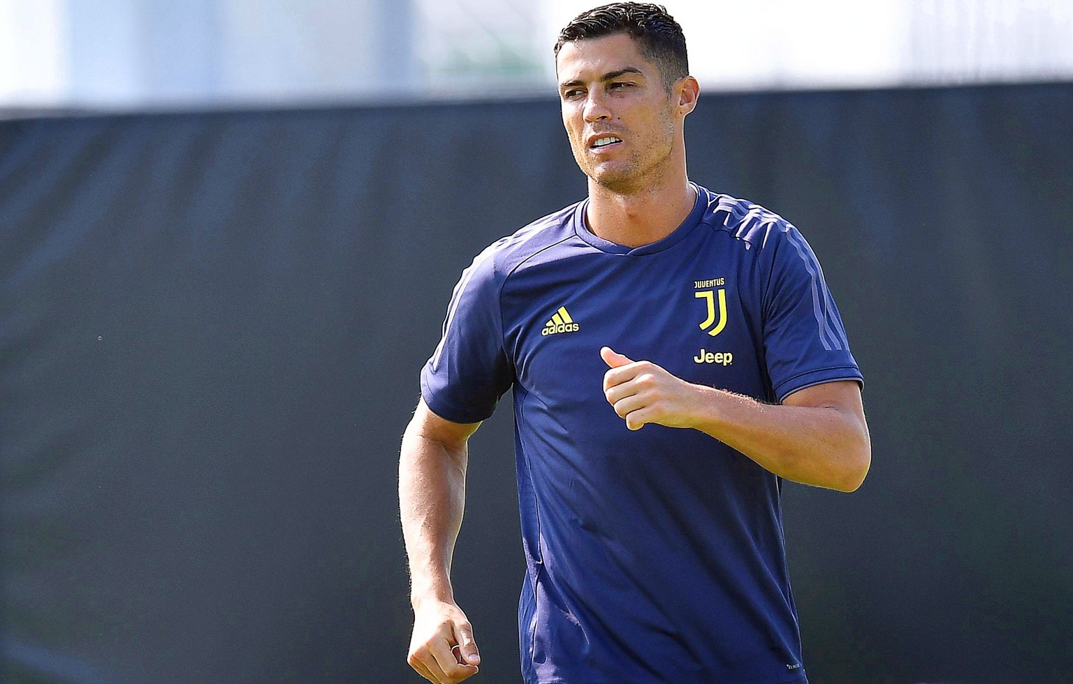 epa07029646 Juventus&#039; Cristiano Ronaldo attends his team&#039;s training session at the Juventus Center in Turin, Italy, 18 September 2018. Juventus FC will face Valencia CF in their UEFA Champio ...
