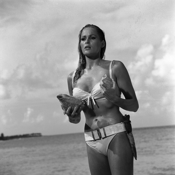 This undated publicity photo provided by United Artists and Danjaq, LLC shows Ursula Andress in a scene from the James Bond 1962 film, &quot;Dr. No.&quot; When Ursula Andress emerged from the sea, cur ...