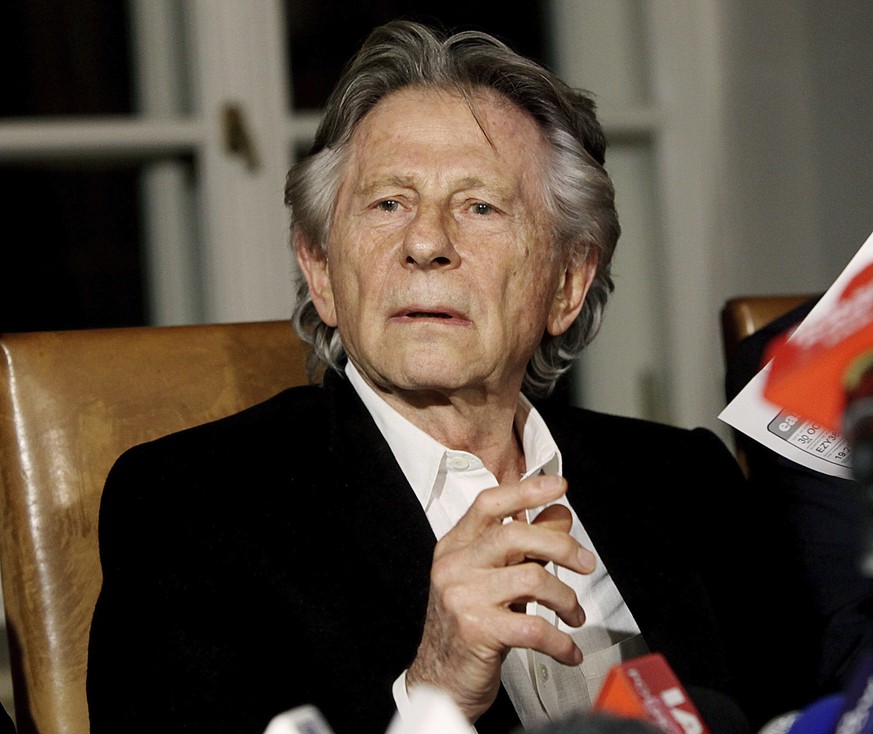 FILE - In this Oct. 30, 2015, file photo, filmmaker Roman Polanski tells reporters he can &quot;breath with relief&quot; after a Polish judge ruled that the law forbids his extradition to the U.S., wh ...