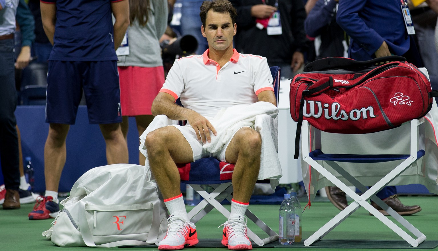 13.09.2015; New York; Flushing Meadows; Tennis - US Open 2015 - Final Roger Federer (SUI) 
(Manuela Davies /freshfocus)