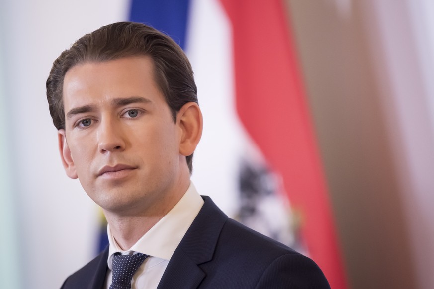 epa08558721 Austrian Chancellor Sebastian Kurz at the Austrian Chancellery in Vienna, Austria, 21 July 2020. Austrian government introduced new measures for an attempt to stop the spreading of the cor ...