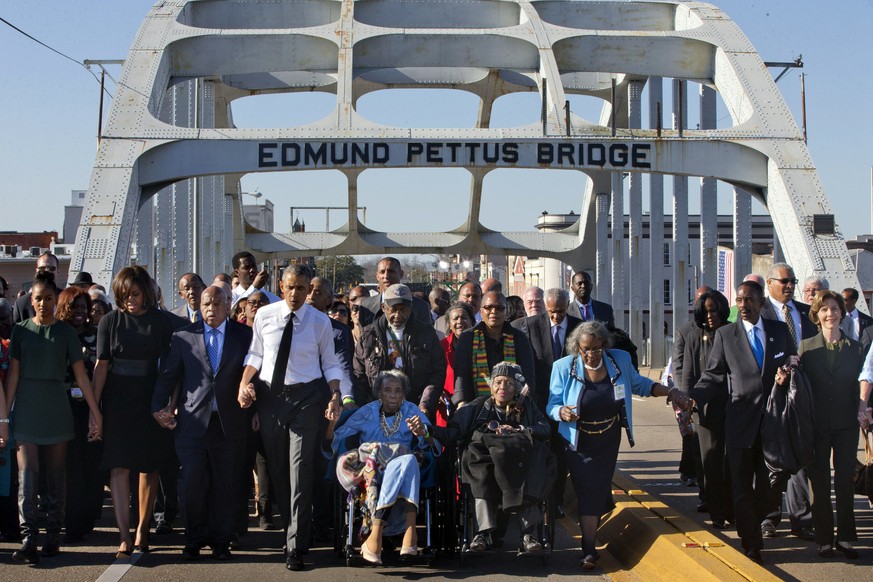 Barack Obama bei der Edmund-Pettus-Brücke.