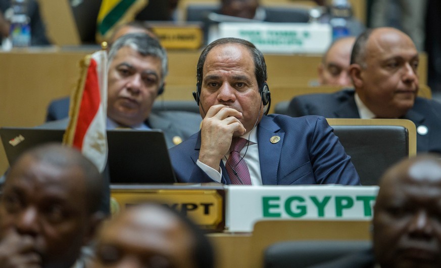 Nachdenklicher Abdel Fattah Al Sisi, Präsident von Ägypten (30.01.2016).