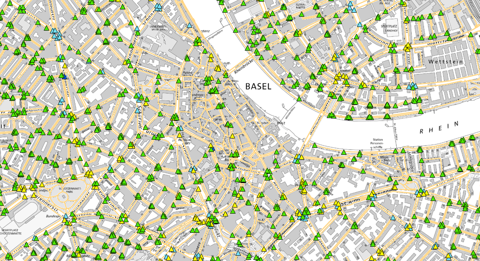 Im Geoportal der Stadt Basel kann nun die Sicherheit des Schulweges überprüft werden.