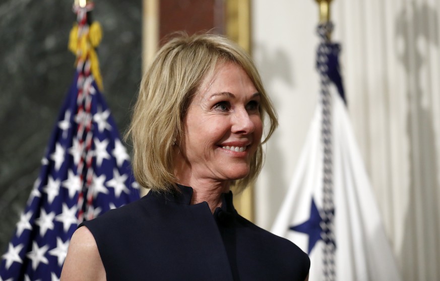 FILE - In this Sept. 26, 2017, file photo, U.S. Ambassador to Canada Kelly Knight Craft stands during her swearing in ceremony in the Indian Treaty Room in the Eisenhower Executive Office Building on  ...