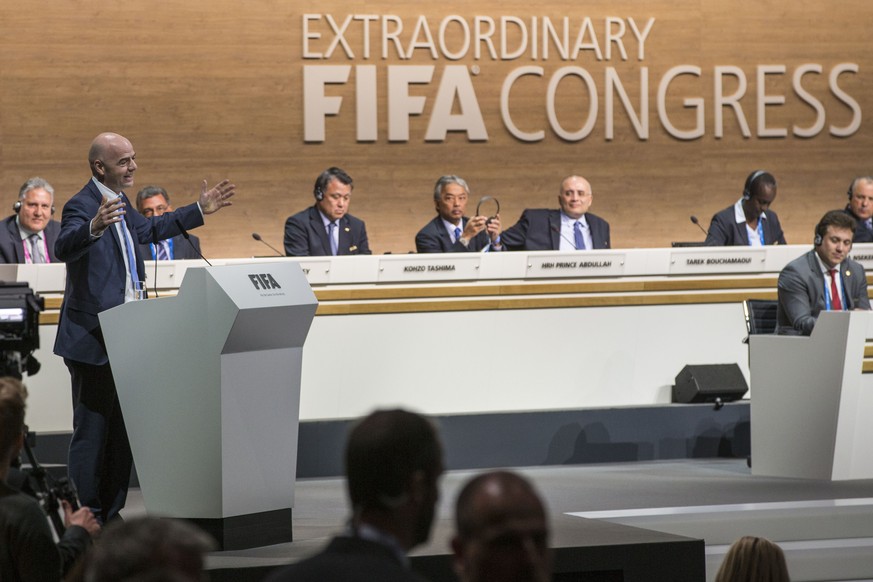 Der Walliser Gianni Infantino bedankt sich beim FIFA-Kongress für das Vertrauen.
