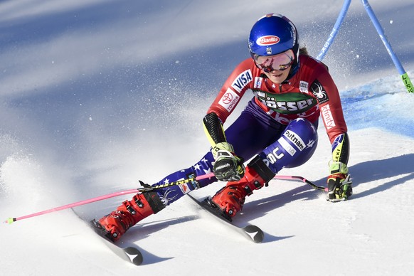 United States&#039; Mikaela Shiffrin competes during an alpine ski women&#039;s World Cup giant slalom, in Lienz, Austria, Friday, Dec. 29, 2017. (AP Photo/Marco Tacca)