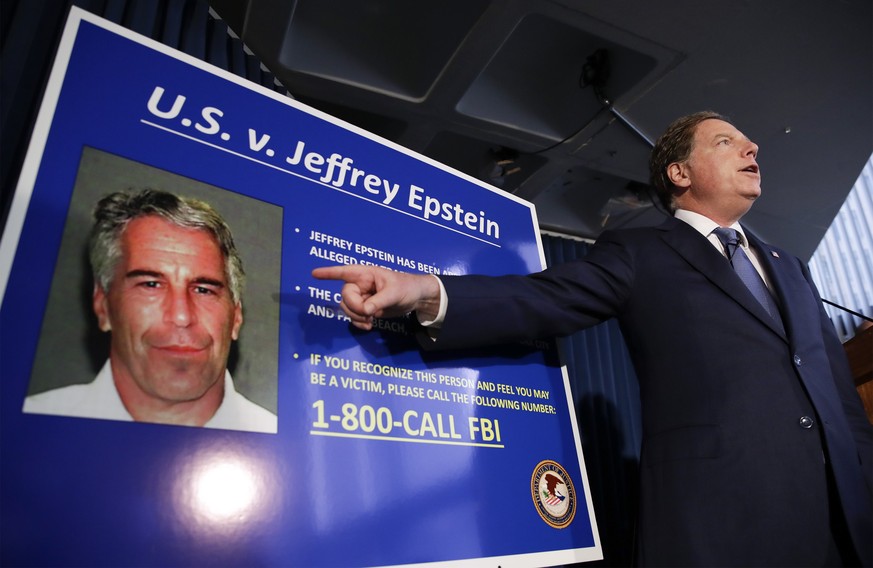 epa07891110 United States Attorney for the Southern District of New York Geoffrey Berman speaks during a news conference about the arrest of American financier Jeffrey Epstein in New York, USA, 08 Jul ...