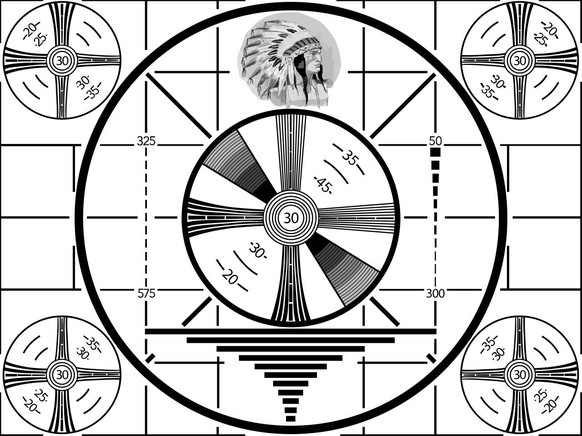 US-Vorbild für Viele – das «Indian-Head Test Pattern» von RCA, ab 1939.
https://commons.wikimedia.org/wiki/File:RCA_Indian_Head_Test_Pattern.svg