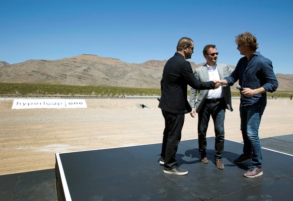 Sie haben Hyperloop One gegründet: Shervin Pishevar, Brogan BamBrogan und CEO Rob Lloyd.