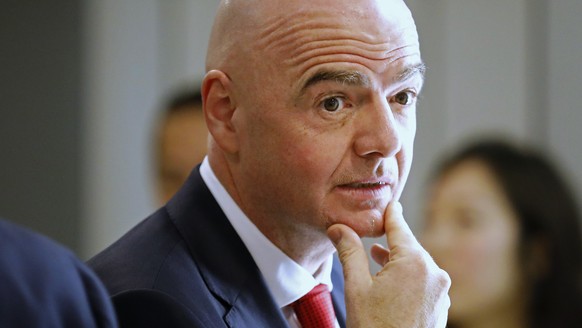 FIFA President Gianni Infantino attends the World Economic Forum in Davos, Switzerland, Tuesday, Jan. 21, 2020. The 50th annual meeting of the forum will take place in Davos from Jan. 21 until Jan. 24 ...