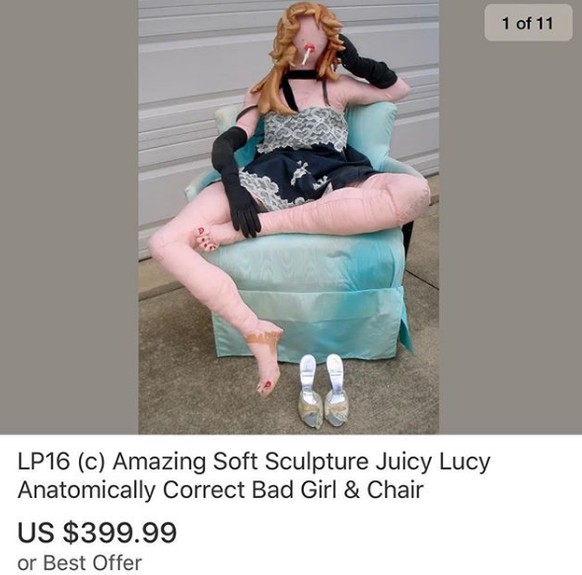 Unglaubliche, weiche Skulptur «Juicy Lucy», anatomisch korrektes Bad-Girl und Sessel.