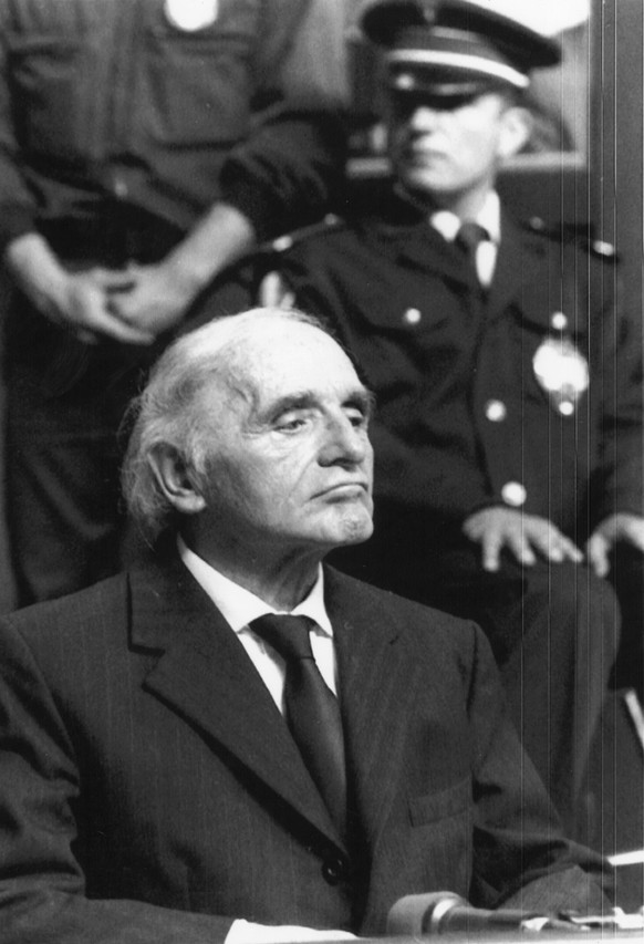 Portrait of Lyon&#039;s, France, Gestapo chief during WW II, Klaus Barbie, as he faces trial inside the local Palais de Justice, Monday May 11, 1987 on charges of crimes against humanity; just before  ...