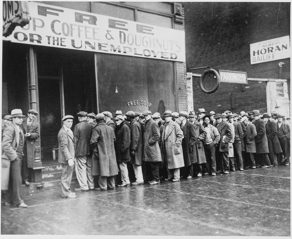 Al Capones Suppenküche in Chicago während der Grossen Depression, 1931.